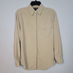 Vintage Corbin Collection Top Womens 4 Silk Beige Button Up Long Sleeve Office